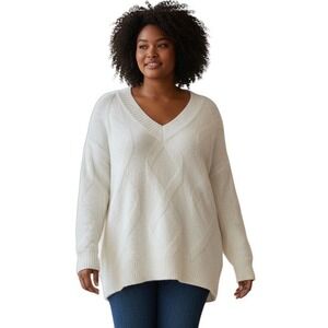 Topshop Womens V Neck Long Sleeve Oversized Sweater Size‎ US 12